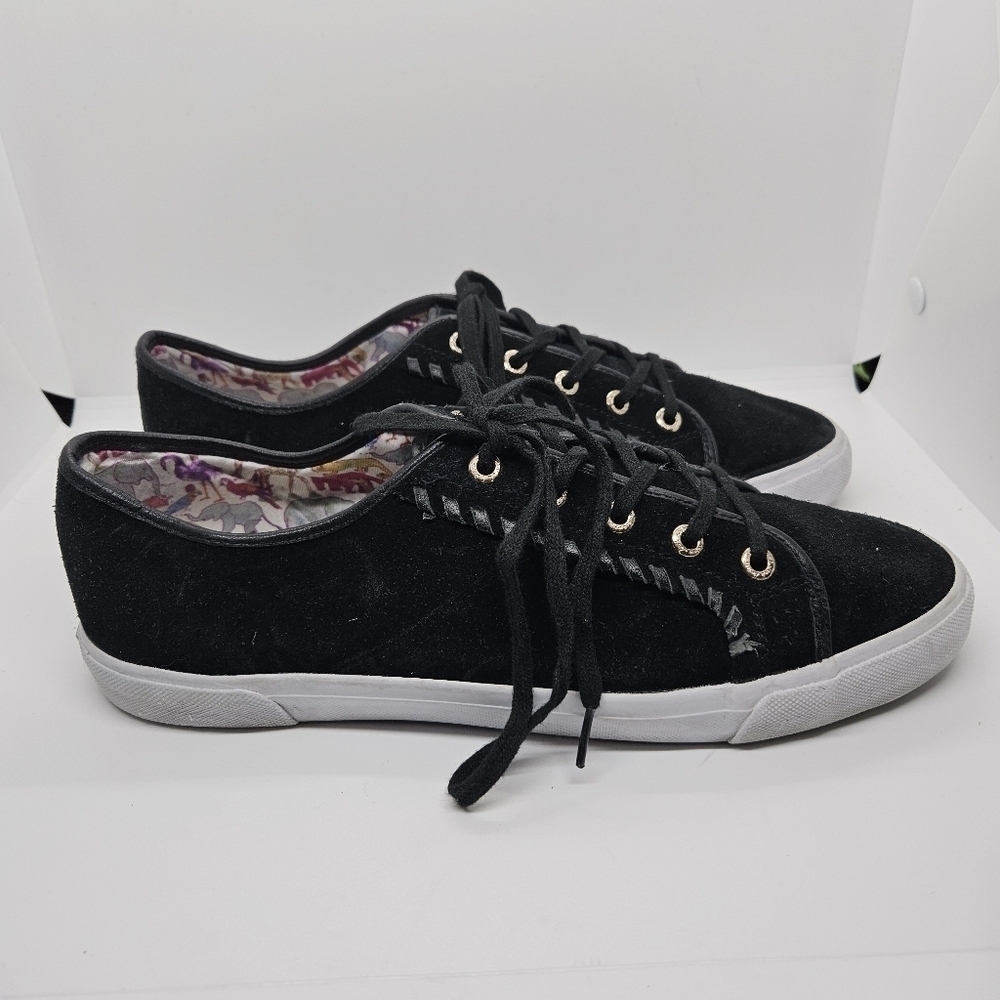 Jack Rogers black suede Carter low top sneakers 10M
